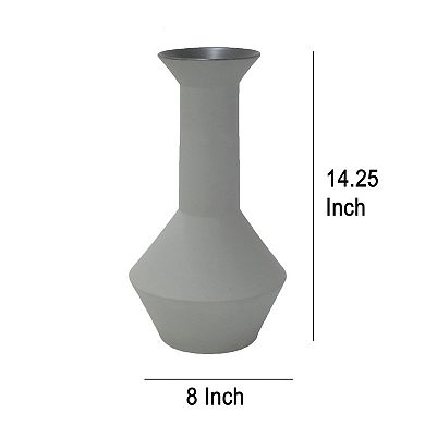 Accent Flower Vase, Narrow Neck Geometric Shape White Ceramic 14 Inch