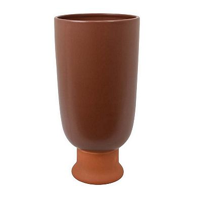 Decorative Vase, 15 Inch Tall Modern Accent PIece, Brown Ceramic