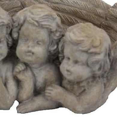 Rachel Accent Planter with 4 Sculpted Cherubs Antique White Terracotta