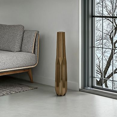 Tasha Vase with Geometric Design, Slim Profile Bronze Ceramic 32 Inch