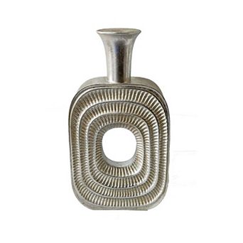 Peny Decorative Flower Vase, 22 Inch, Narrow Neck, Silver Resin Base