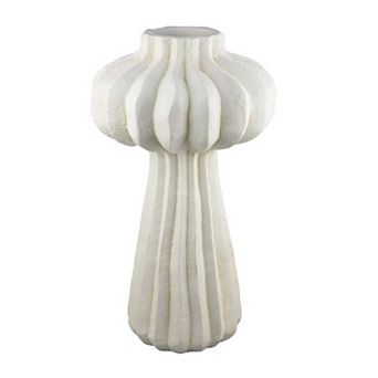 Samo Decorative Vase, Textured Body, Bulb Accent, 18 Inch White Resin