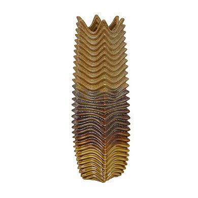 Decorative Vase, Brown, Gray Ceramic Undulating Pattern, 20 Inch
