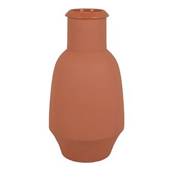 Decorative Flower Vase, Terracotta Inspired Orange Ceramic 15 Inch