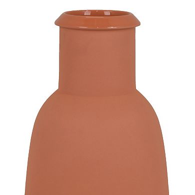 Decorative Flower Vase, Terracotta Inspired Orange Ceramic 15 Inch