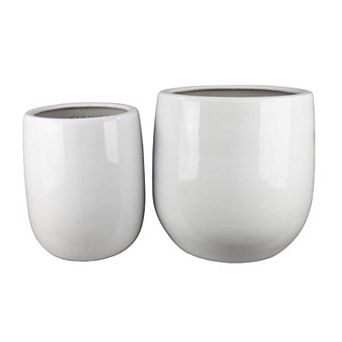 Womy Tall Decorative Planters Set of 2, Gloss White Ceramic 18 30 Inch