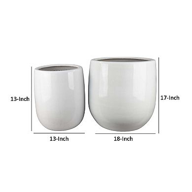 Womy Tall Decorative Planters Set of 2, Gloss White Ceramic 18 30 Inch