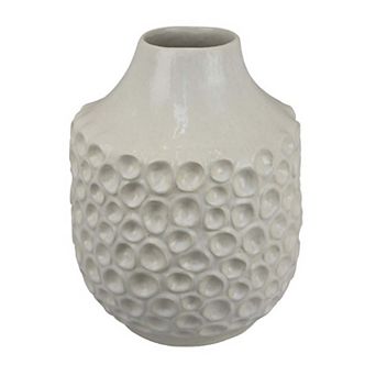Nian Accent Vase, Off White Ceramic Raised Dimple Texture, 14 Inch