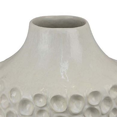 Nian Accent Vase, Off White Ceramic Raised Dimple Texture, 14 Inch