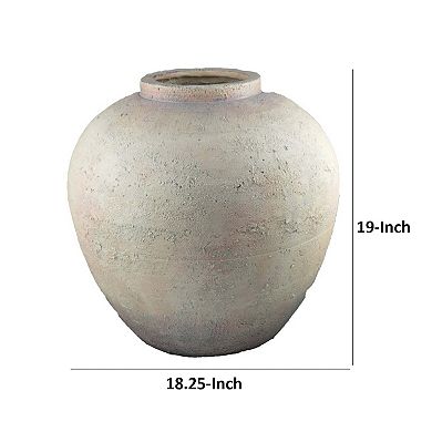 Kilu Decorative Vase, Rugged Texture, 19 Inch Metallic Gray Resin