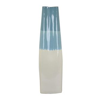 Cobb Accent Vase, Slender Silhouette Blue White Ceramic 27 Inch