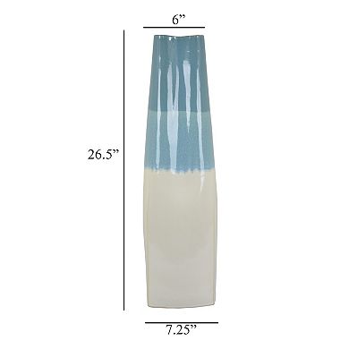 Cobb Accent Vase, Slender Silhouette Blue White Ceramic 27 Inch