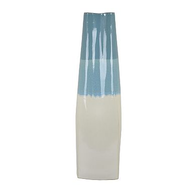 Cobb Accent Vase, Slender Silhouette Blue White Ceramic 27 Inch