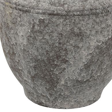 Accent Vase, Antique Brown Gray Ceramic, Modern Pot Shape, 16 Inch