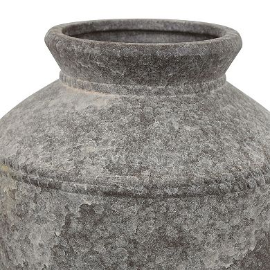 Accent Vase, Antique Brown Gray Ceramic, Modern Pot Shape, 16 Inch