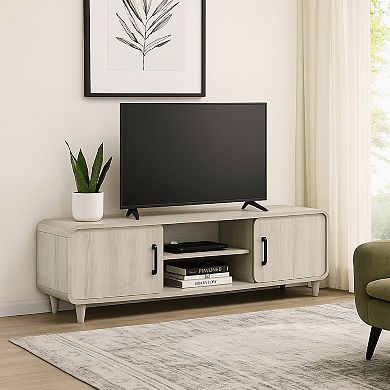 Meni TV Media Entertainment Stand, Shelves, 71 Inch Scandinavian White