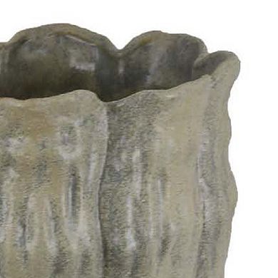 Decorative Vase, Organic Sea Design, Floral Details, Green Ceramic