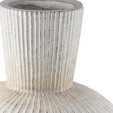 Gany Decorative Vase, Spherical Bottom, 22 Inch Weathered White Resin