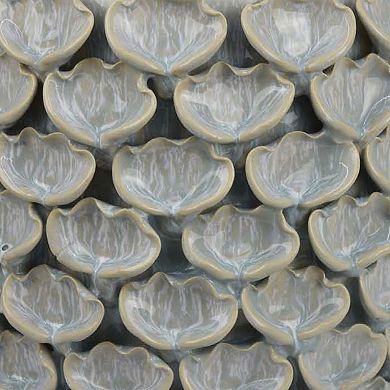 Decorative Textured Planter, Seashell Style 12 Inch Gray Ceramic Body