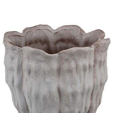 Maria Accent Vase with Rippled Texture, Tapered Gray Ceramic 15 Inch