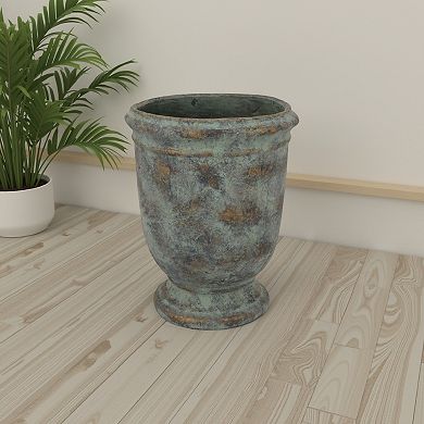 Kasa Accent Planter, Green Terracotta, Subtle Mottled Texture, 16 Inch