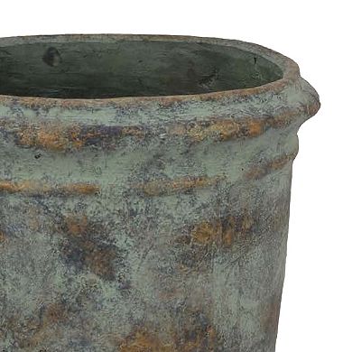 Kasa Accent Planter, Green Terracotta, Subtle Mottled Texture, 16 Inch
