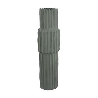 Decorative Accent Vase, Sleek Cactus Design, 36 Inch Green Ceramic