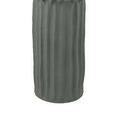 Decorative Accent Vase, Sleek Cactus Design, 36 Inch Green Ceramic