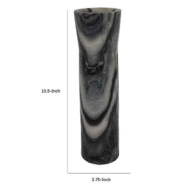 Danny Tall Accent Vase, Natural Stone Pattern Gray Marble 14 Inch