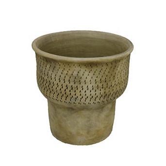 Kier Garden Planter, 12 Inch Tapered Base, Antique Gray Terracotta