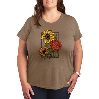 Plus Size Vintage Fall Bouquet Graphic Tee