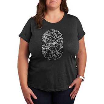 Plus Size Flower Oval Graphic Tee