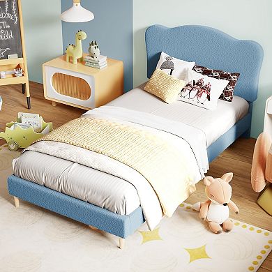Solid Wood Platform Bed Frame, No Headboard with Wood Slat Support, No Box Spring Needed