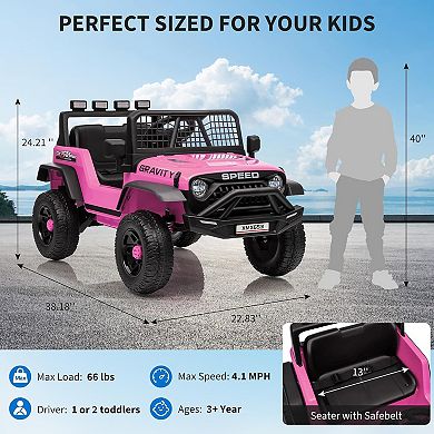 Remote Control Kids Electric Car, Ride-On Truck with Parent Remote, 3 Speeds & Emergency Brake