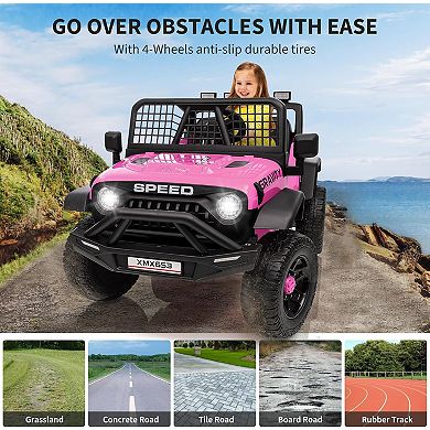 Remote Control Kids Electric Car, Ride-On Truck with Parent Remote, 3 Speeds & Emergency Brake