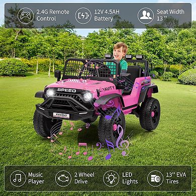 Remote Control Kids Electric Car, Ride-On Truck with Parent Remote, 3 Speeds & Emergency Brake