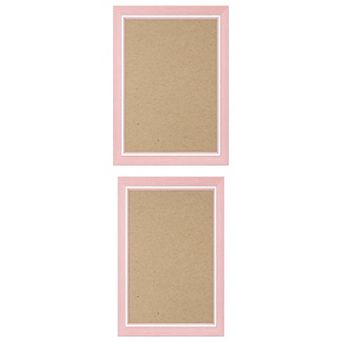 2 pc Distressed Wood Grain Photo Frame for Wall Mounting Display 4"x6"&5"x7" Pink