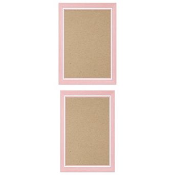 2 pc Distressed Wood Grain Photo Frame for Wall Mounting Display 4"x6"&8.5"x11" Pink
