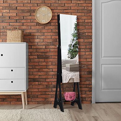 Costway LED Jewelry Cabinet Organizer Bevel Edge Mirrored Standing