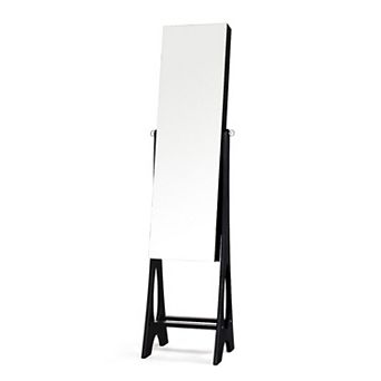 Costway LED Jewelry Cabinet Organizer Bevel Edge Mirrored Standing