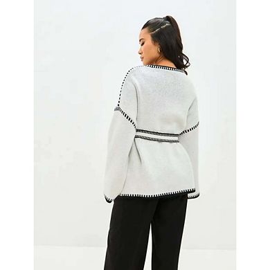 Oversized Cardigan for Women Fall Open Front V Neck Loose Fit Knit Outerwear Warm Comfy Sweaters