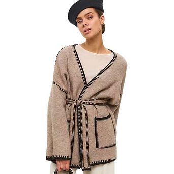 Oversized Cardigan for Women Fall Open Front V Neck Loose Fit Knit Outerwear Warm Comfy Sweaters