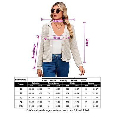 Women's Lightweight Cardigan Knit Open Front V-Neck Long Sleeve Button Down Casual Cardigan
