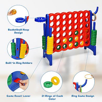 Costway 4-in-A Row Giant Game Set w/Basketball Hoop for Family