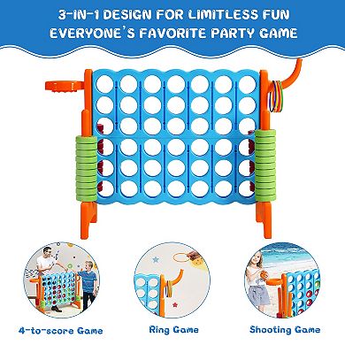 Costway 4-in-A Row Giant Game Set w/Basketball Hoop for Family