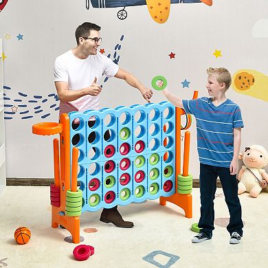 Costway 4-in-A Row Giant Game Set w/Basketball Hoop for Family