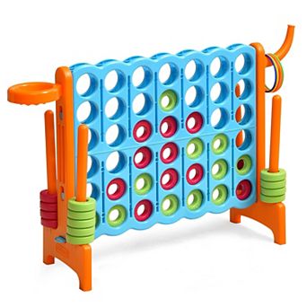 Costway 4-in-A Row Giant Game Set w/Basketball Hoop for Family