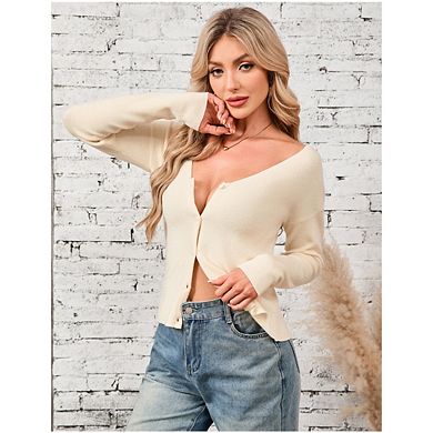 Women's Fashion Sweater Cardigan Knitted Sweater Casual V-Neck Cardigans Tops