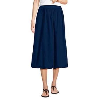 Women's Lands' End Poplin High Rise Midi Skirt