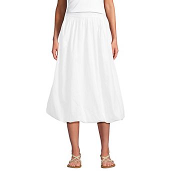 Women's Lands' End Poplin High Rise Midi Skirt